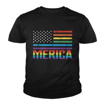 Merica Pride 4Th Of July Usa Flag Graphic Plus Size Shirt Youth T-shirt - Monsterry