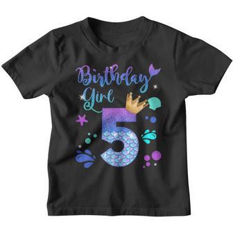 Mermaid Birthday Girl 5 Year Old Its My 5Th Bday Mermaid Youth T-shirt - Thegiftio UK