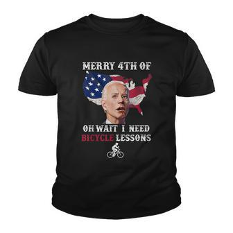 Merry 4Th Of July Biden Bike Bicycle Falls Off Anti Biden V7 Youth T-shirt - Monsterry DE
