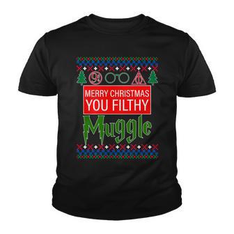 Merry Christmas Ya Filthy Muggle Ugly Sweater Youth T-shirt - Monsterry DE