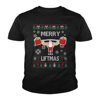 Merry Liftmas Ugly Christmas Youth T-shirt - Monsterry UK