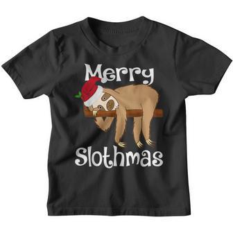 Merry Slothmas Cute Christmas Pajama Santa Sloth Lover Gifts V2 Youth T-shirt - Thegiftio UK
