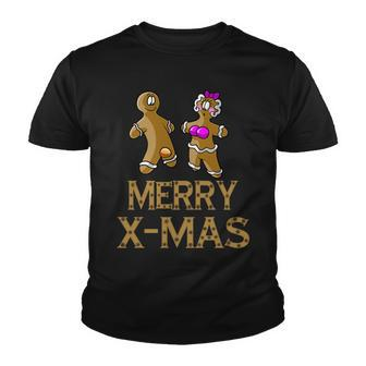 Merry X-Mas Funny Gingerbread Couple Tshirt Youth T-shirt - Monsterry CA