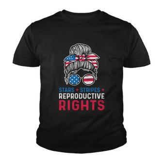 Messy Bun American Flag Stars Stripes Reproductive Rights Gift V2 Youth T-shirt - Monsterry