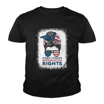 Messy Bun American Flag Stars Stripes Reproductive Rights Gift V3 Youth T-shirt - Monsterry