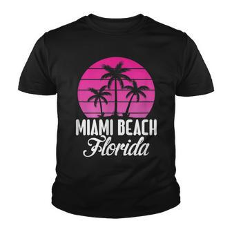 Miami Beach Florida Palm Trees Sunset Summer Vacation Youth T-shirt - Thegiftio UK