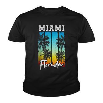 Miami Florida Beach Vintage Palm Trees Surf Vacation Retro Youth T-shirt - Thegiftio UK