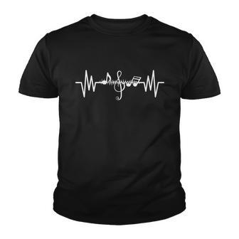 Music Frequency Heartbeat Pulse Treble Clef Musical Notes Youth T-shirt - Monsterry AU