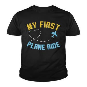 My First Plane Ride My 1St Flight Airplane Heart Youth T-shirt - Thegiftio UK