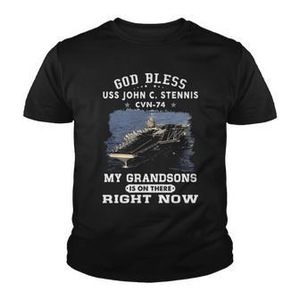 My Grandsons Is On Uss John C Stennis Cvn 74 Cvn Youth T-shirt - Monsterry