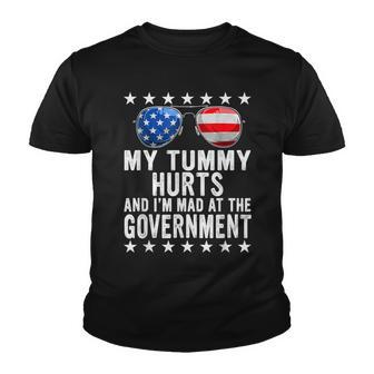 My Tummy Hurts And Im Mad At Government Usa Flag Sunglasses Youth T-shirt - Thegiftio UK