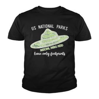National Parks Ranger Hat T Lists All 59 National Park Youth T-shirt - Thegiftio UK