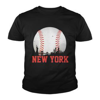 New York Skyline Baseball Sports Fan Youth T-shirt - Monsterry AU