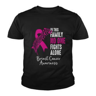 No One Fights Alone Breast Cancer Awareness Meaningful Gift Youth T-shirt - Monsterry CA