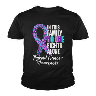 No One Fights Alone Thyroid Cancer Awareness Youth T-shirt - Monsterry