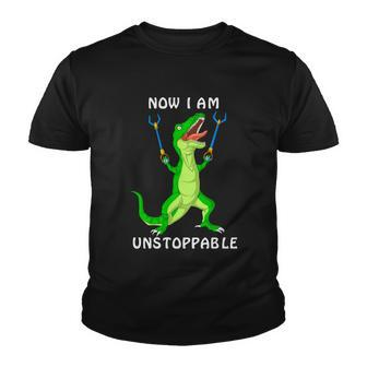 Now I Am Unstoppable Dinosaur Youth T-shirt - Monsterry