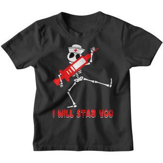 Nurse Skeleton I Will Stab You Funny Halloween Costumes V4 Youth T-shirt - Thegiftio UK