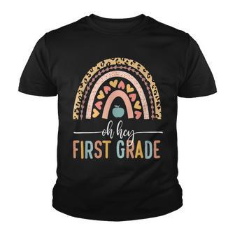 Oh Hey First Grade Leopard Rainbow 1St Grade Teacher Student Youth T-shirt - Thegiftio UK