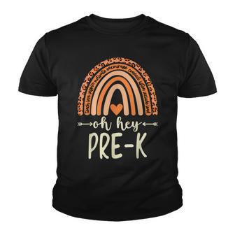 Oh Hey Pre-K Boho Rainbow Leopard Back To School Youth T-shirt - Thegiftio UK