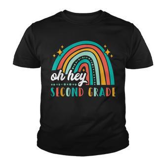 Oh Hey Second Grade Back To School Retro Rainbow Teachers Youth T-shirt - Thegiftio UK