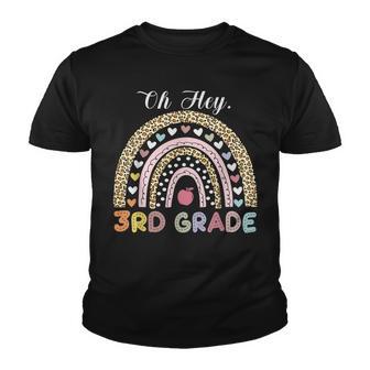 Oh Hey Third Grade Back To School Rainbow Leopard Teachers Youth T-shirt - Thegiftio UK