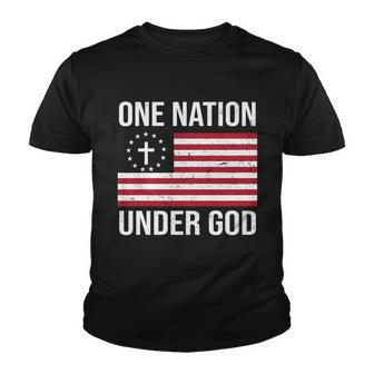 One Nation Under God American Christian Flag Youth T-shirt - Monsterry