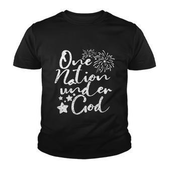 One Nation Under God Fire Work 4Th Of July Youth T-shirt - Monsterry