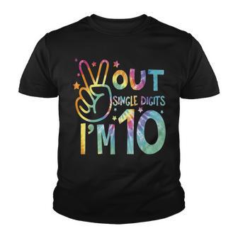 Out Single Digits Im 10 Years For Girl Pastel Tie Dye Youth T-shirt - Thegiftio UK