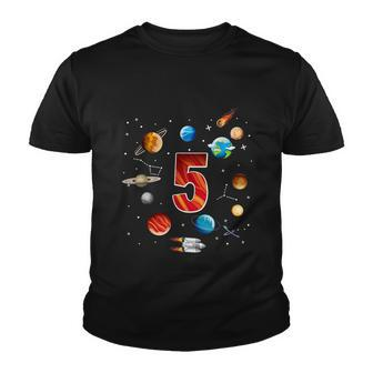 Outer Space 5 Years Old 5Th Birthday Boys Planets Astronaut Youth T-shirt - Monsterry CA