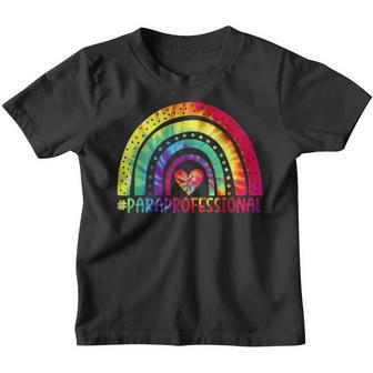 Paraprofessional Para Squad Tie Dye Rainbow Back To School Youth T-shirt - Thegiftio UK