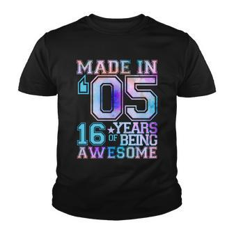 Pastel Made In 05 2005 16 Years Of Being Awesome Birthday Graphic Design Printed Casual Daily Basic Youth T-shirt - Thegiftio UK