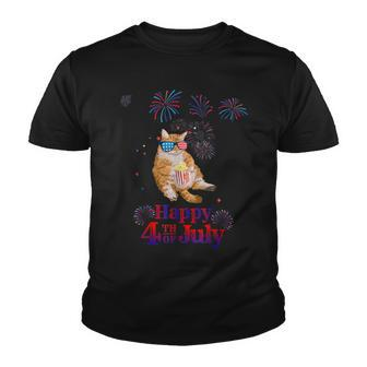 Patriotic Cat Happy 4Th Of July Youth T-shirt - Seseable