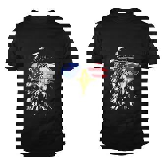 Patriotic Eagle Sunglasses Usa American Flag 4Th Of July Gift Youth T-shirt - Monsterry