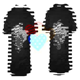 Patriotic Leopard Print Stars And Stripes Hearts Youth T-shirt - Monsterry