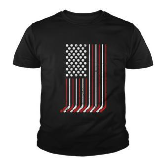 Patriotic Us American Hockey Sticks And Stars Stripes Flag Gift Youth T-shirt - Monsterry DE