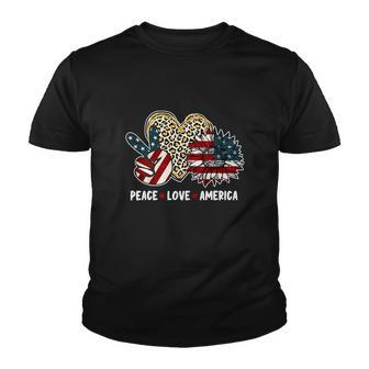 Peace Love America Sunflower Funny 4Th Of July Youth T-shirt - Monsterry DE