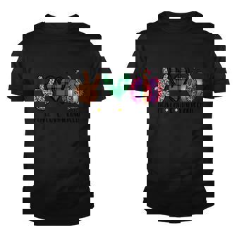 Peace Love Halloween Funny Halloween Quote V2 Youth T-shirt - Monsterry