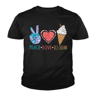 Peace Love Ice Cream Funny Summer Boys Girls Graphic Youth T-shirt - Thegiftio UK