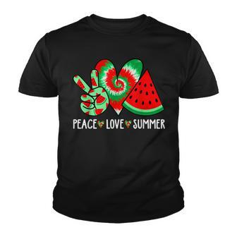 Peace Love Summer Watermelon Fruit Summer Vacation Tie Dye V2 Youth T-shirt - Seseable