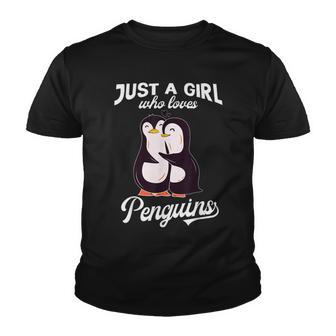 Penguin For Girls Women Just A Girl Who Loves Penguins Youth T-shirt - Thegiftio UK