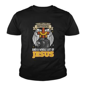 Photography Camera Photographer Cameraman Jesus Christian Meaningful Gift Youth T-shirt - Monsterry