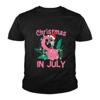 Pink Flamingo In Santa Hat Funny Christmas In July V2 Youth T-shirt - Monsterry