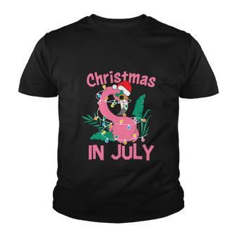 Pink Flamingo In Santa Hat Funny Christmas In July Youth T-shirt - Monsterry