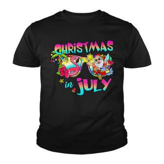 Pink Flamingo Santa Hat Christmas In July Summer Vacation Youth T-shirt - Thegiftio UK