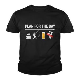 Plan For The Day Coffee Fish Beer Funny Adult Mens Fishing Youth T-shirt - Monsterry AU