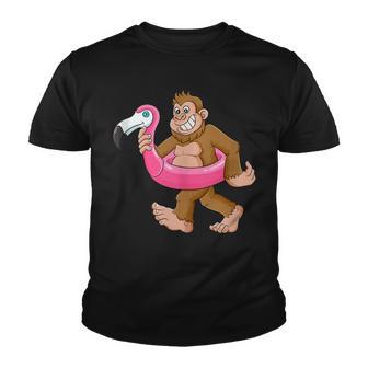 Pool Party Bigfoot Flamingo Float Believers Summer Vacation Youth T-shirt - Thegiftio UK