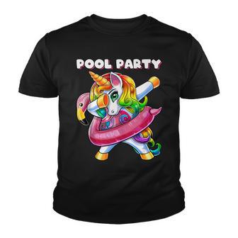 Pool Party Flamingo Float Dabbing Unicorn Women Summer Youth T-shirt - Thegiftio UK