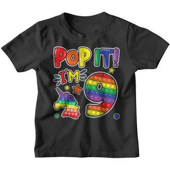 Pop It 9Th Birthday Girls Boys 9 Years Old Fidget Youth T-shirt - Thegiftio UK