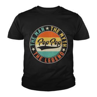 Pop Pop Vintage The Man Myth Legend Emblem Youth T-shirt - Monsterry