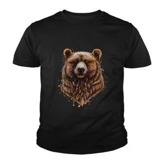 Portrait Of A Brown Bear Youth T-shirt - Thegiftio UK